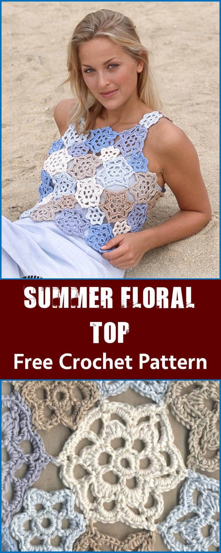 Summer Floral Top Free Crochet Pattern